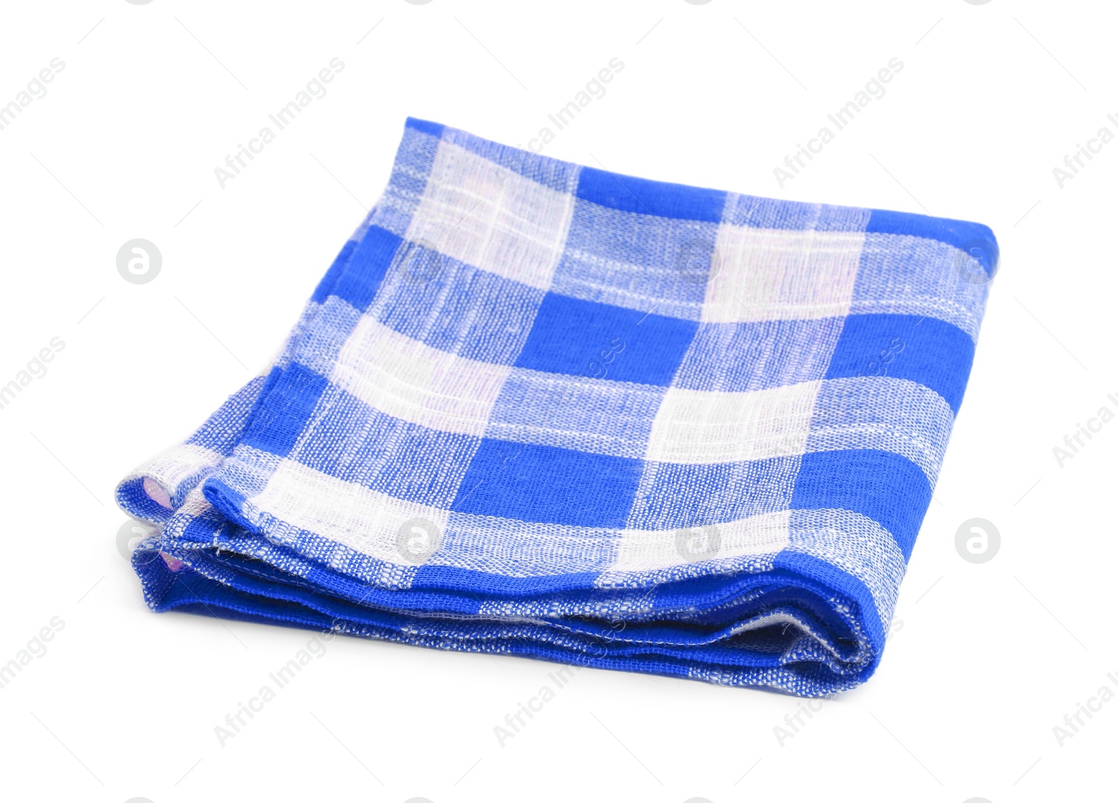 Image of Blue checkered gingham fabric on white background