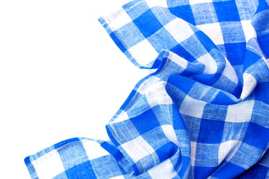 Image of Blue checkered gingham fabric on white background