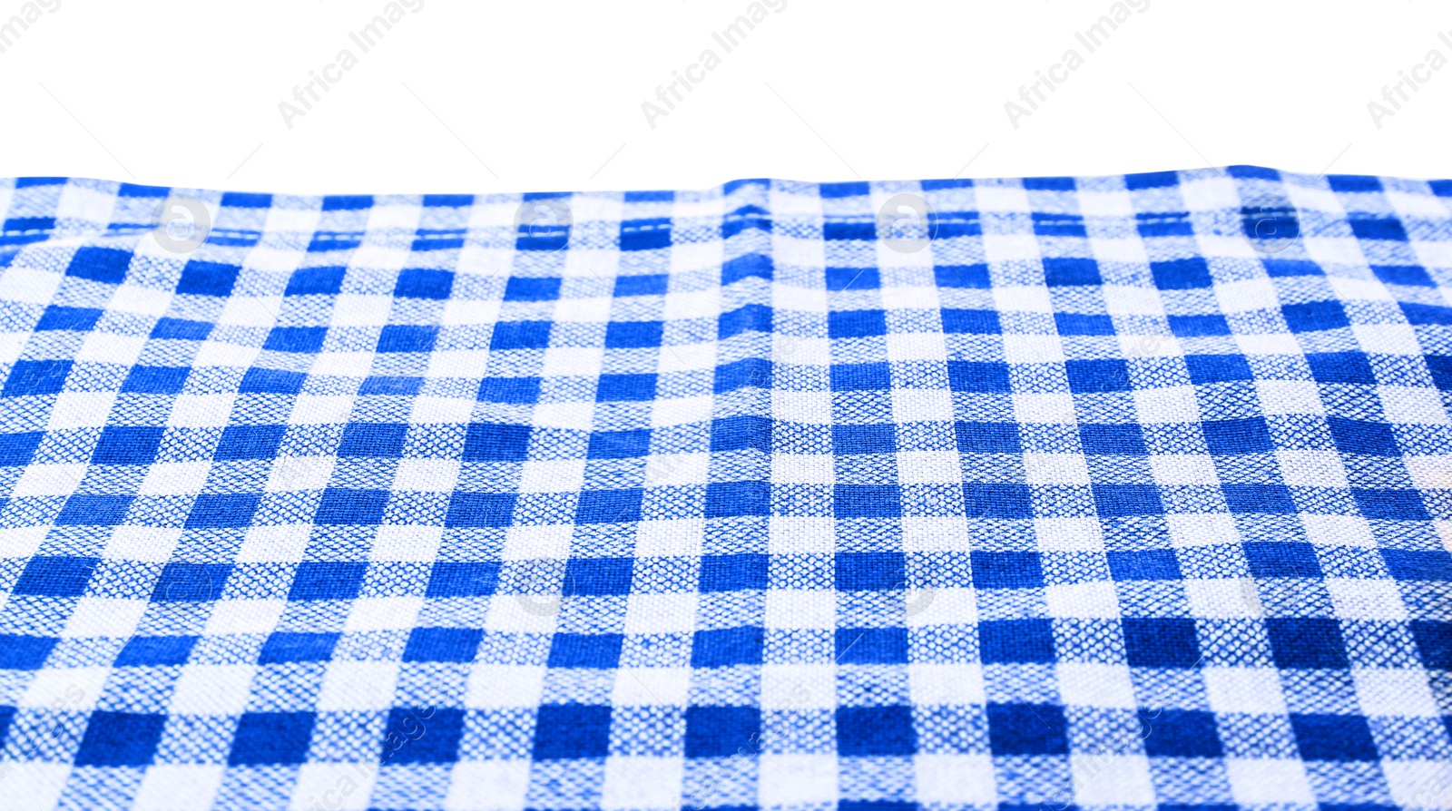 Image of Blue checkered gingham fabric on white background