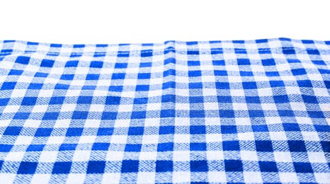 Image of Blue checkered gingham fabric on white background