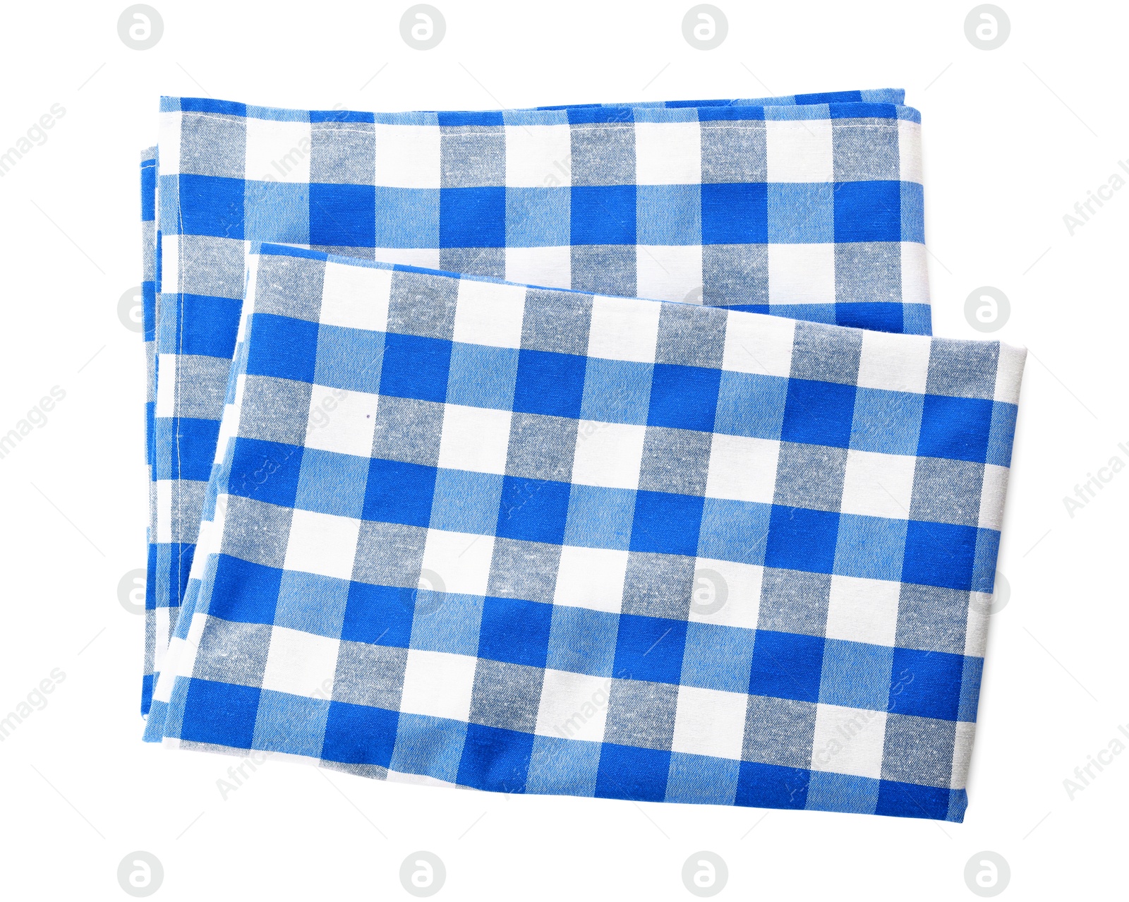 Image of Blue checkered gingham fabric on white background