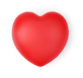 Photo of One red decorative heart isolated on white, top view