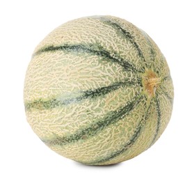 Photo of One whole Cantaloupe melon isolated on white