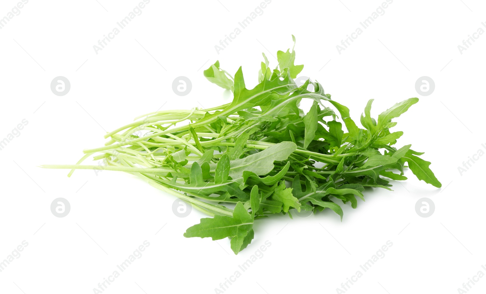 Photo of Pile of fresh arugula leaves isolated on white