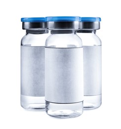 Image of Medication in vials with blank labels isolated on white