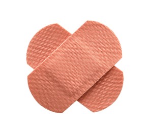 Photo of Medical adhesive bandages isolated on white, top view