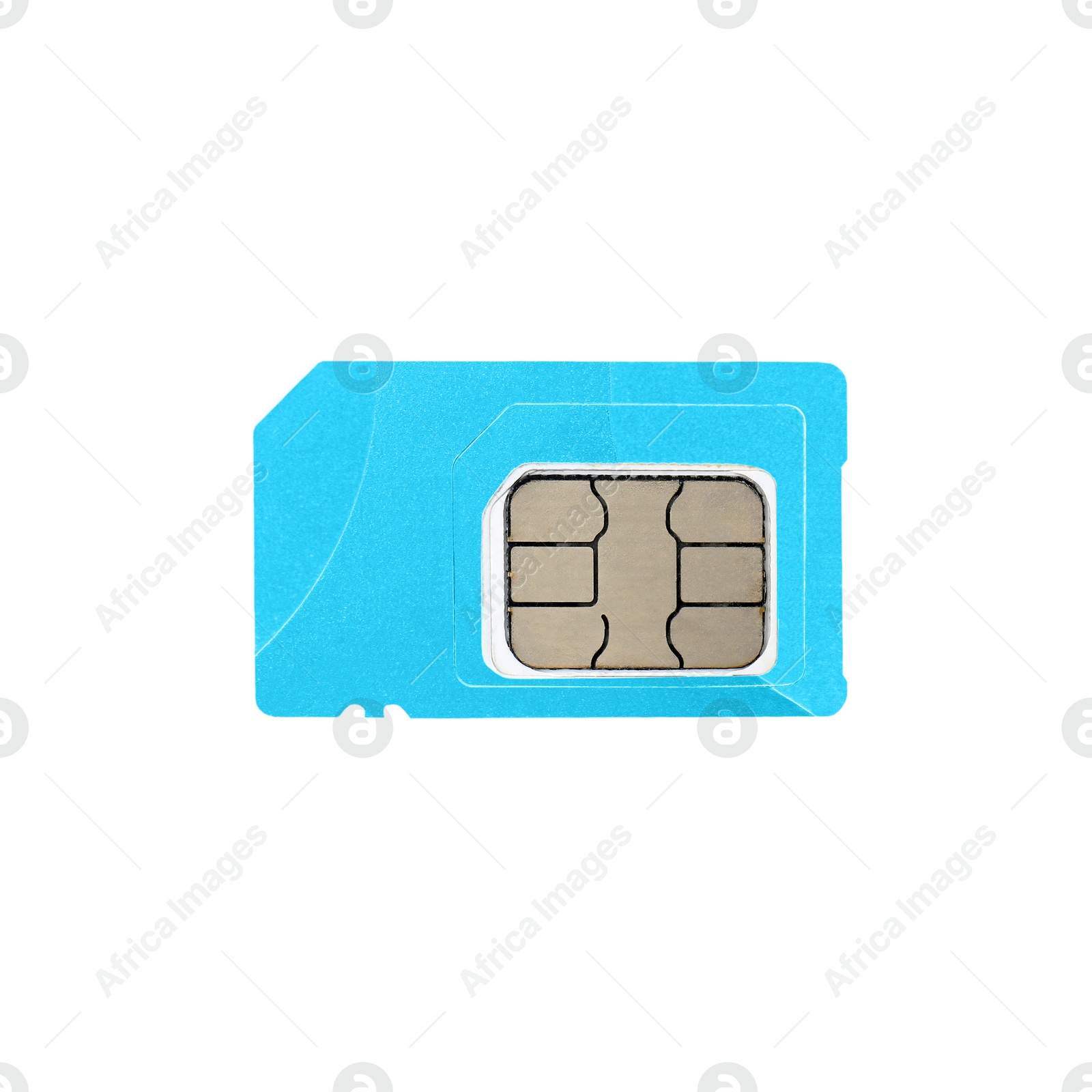 Photo of One SIM card isolated on white, top view