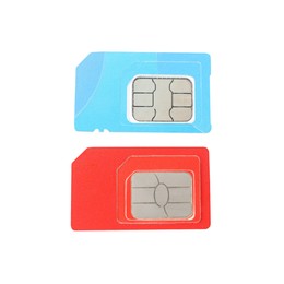 Two SIM cards isolated on white, top view