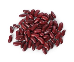 Photo of Pile of dried red beans isolated on white, top view