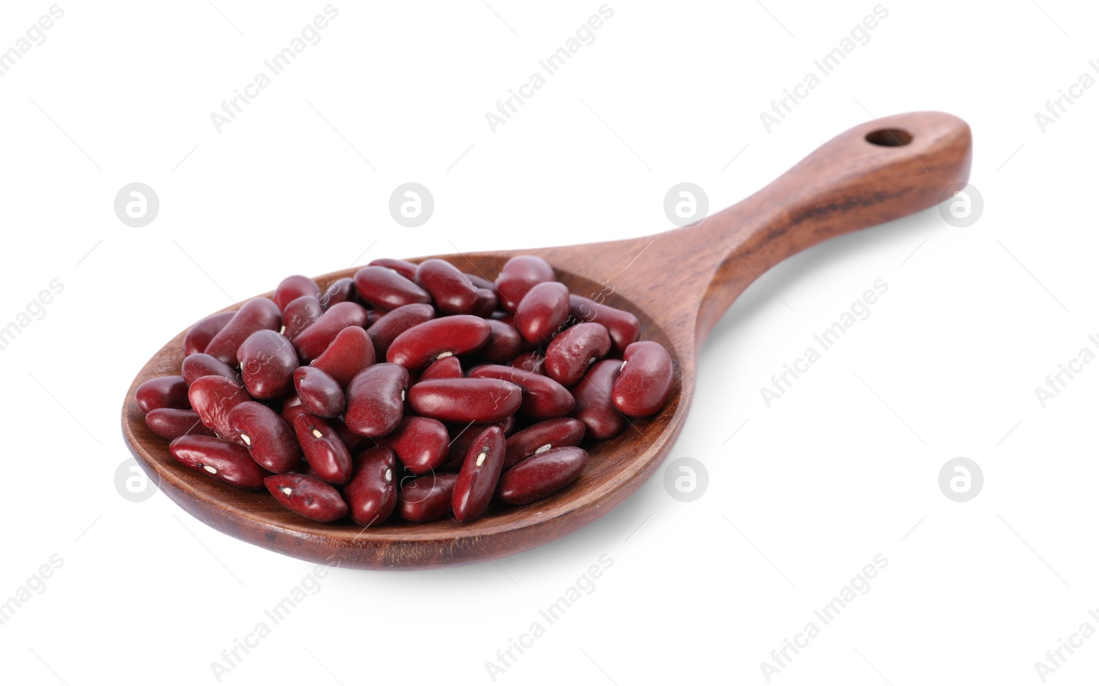 Photo of Dried red beans in spoon isolated on white