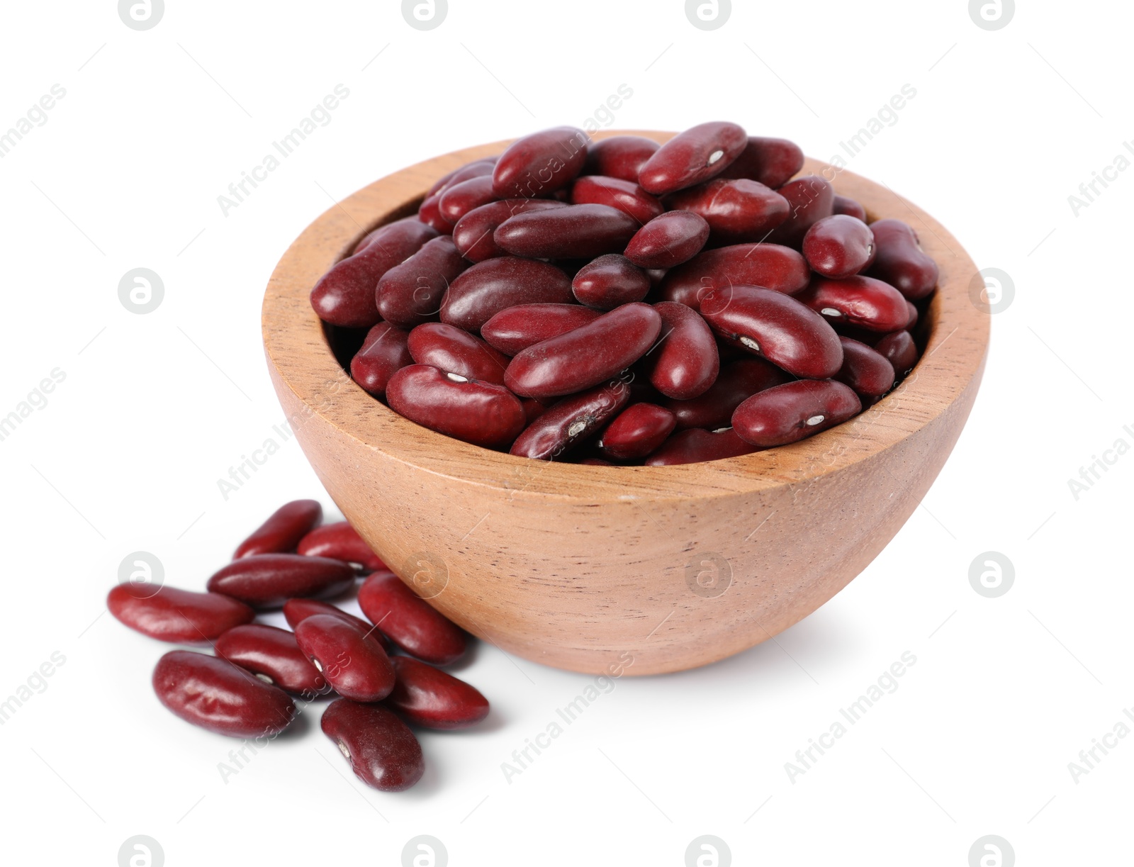 Photo of Dried red beans in bowl isolated on white