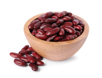 Dried red beans in bowl isolated on white