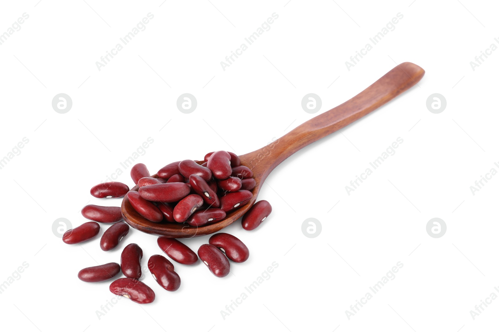 Photo of Dried red beans in spoon isolated on white