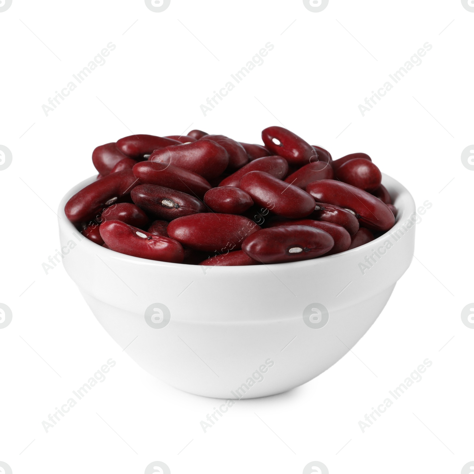 Photo of Dried red beans in bowl isolated on white