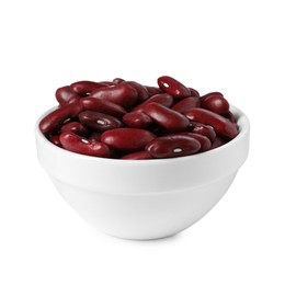 Photo of Dried red beans in bowl isolated on white