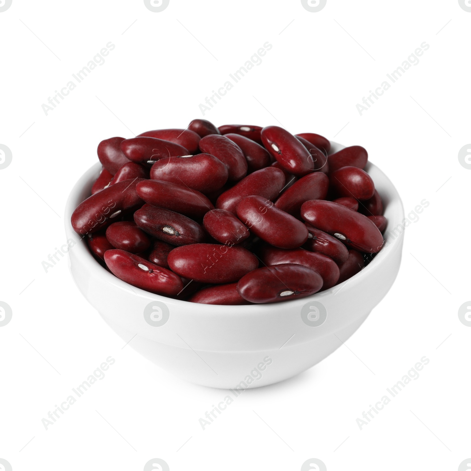 Photo of Dried red beans in bowl isolated on white