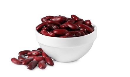 Photo of Dried red beans in bowl isolated on white