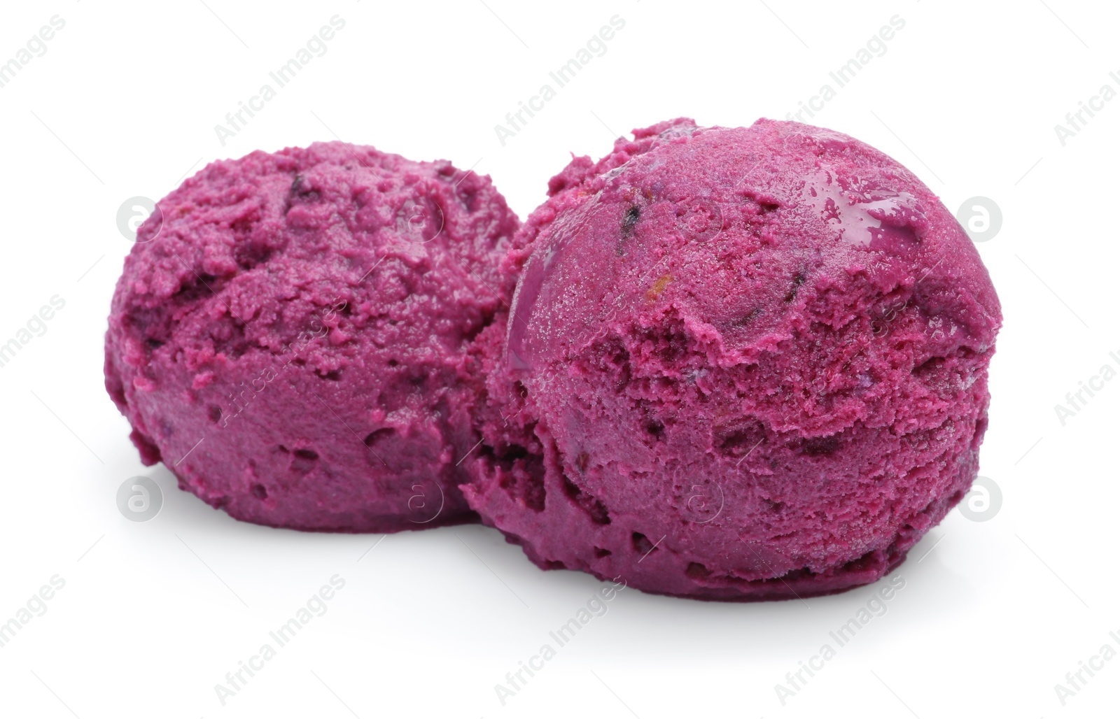 Photo of Scoops of delicious sorbet isolated on white