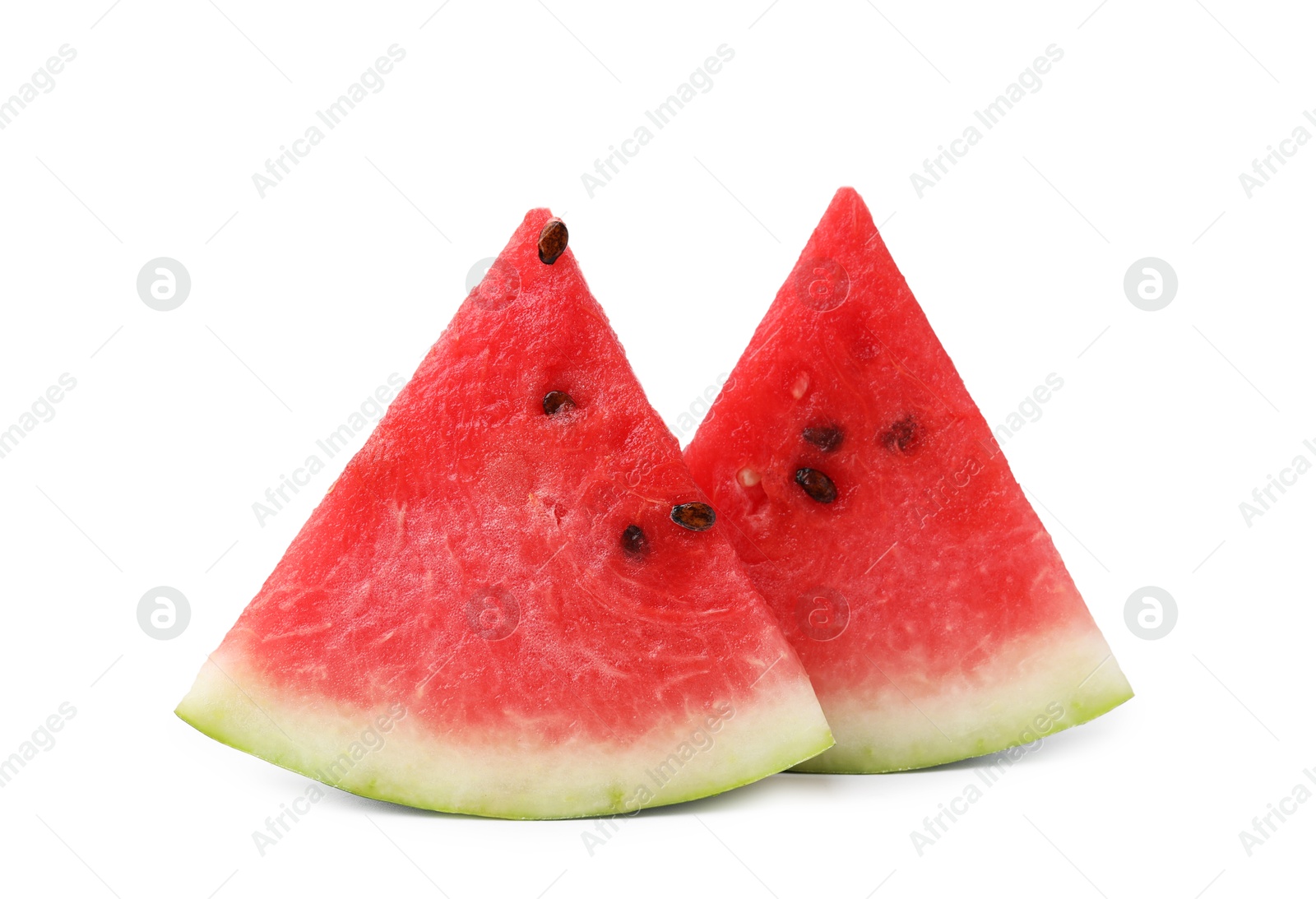 Photo of Two fresh watermelon slices isolated on white