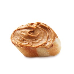 Photo of Tasty sandwich with peanut butter isolated on white