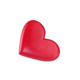 Photo of One red decorative heart isolated on white