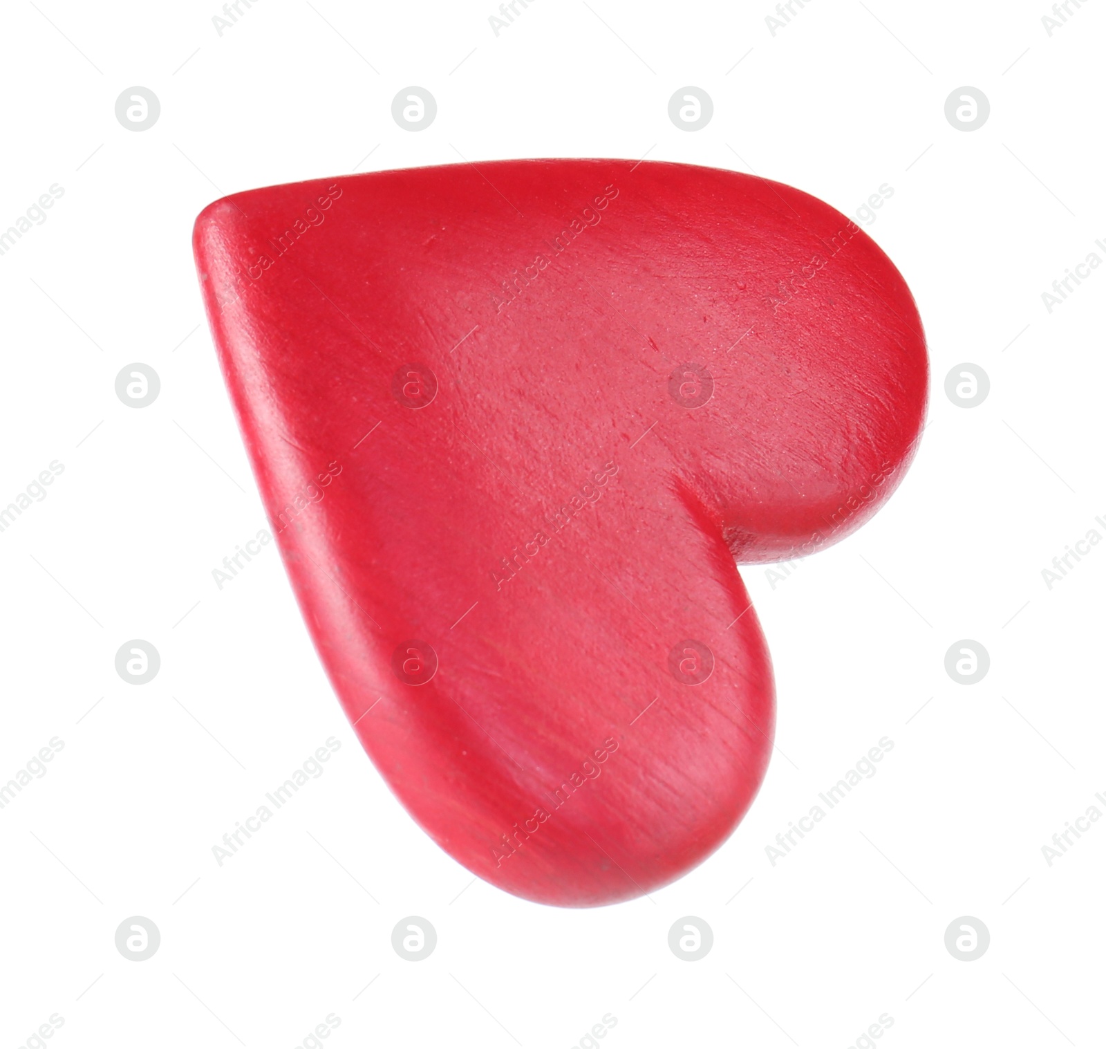 Photo of One red decorative heart isolated on white