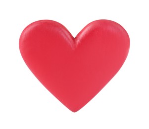 Photo of One red decorative heart isolated on white