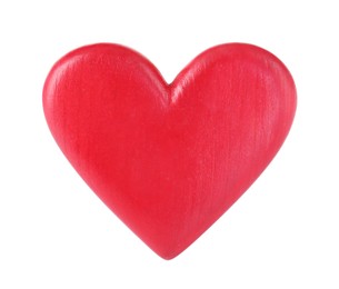 Photo of One red decorative heart isolated on white