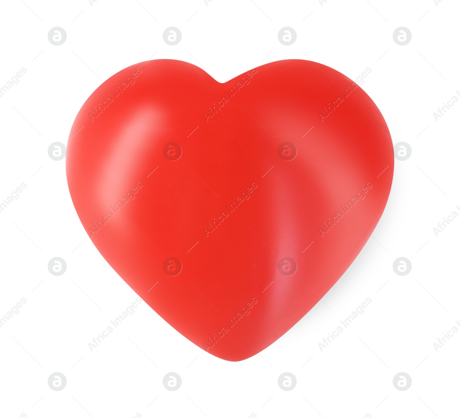 Photo of One red decorative heart isolated on white, top view