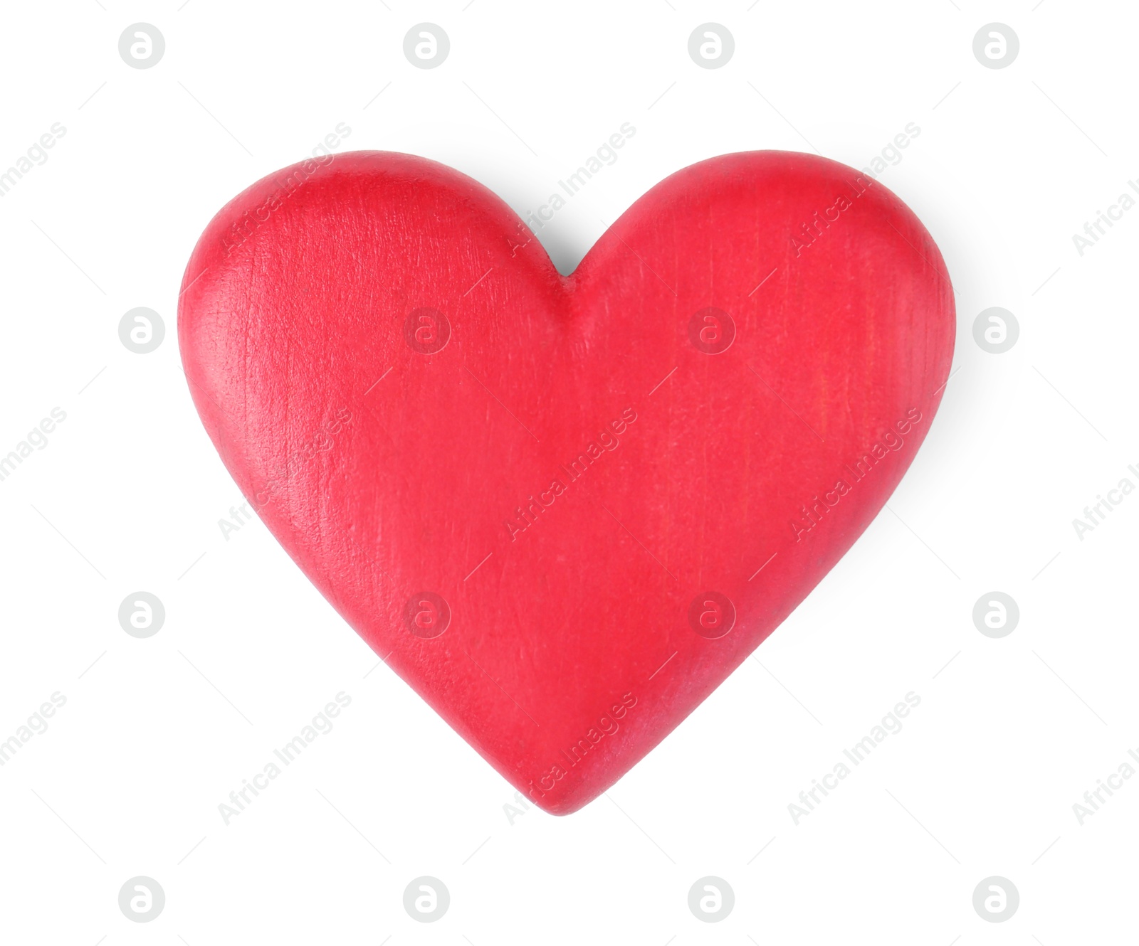 Photo of One red decorative heart isolated on white, top view