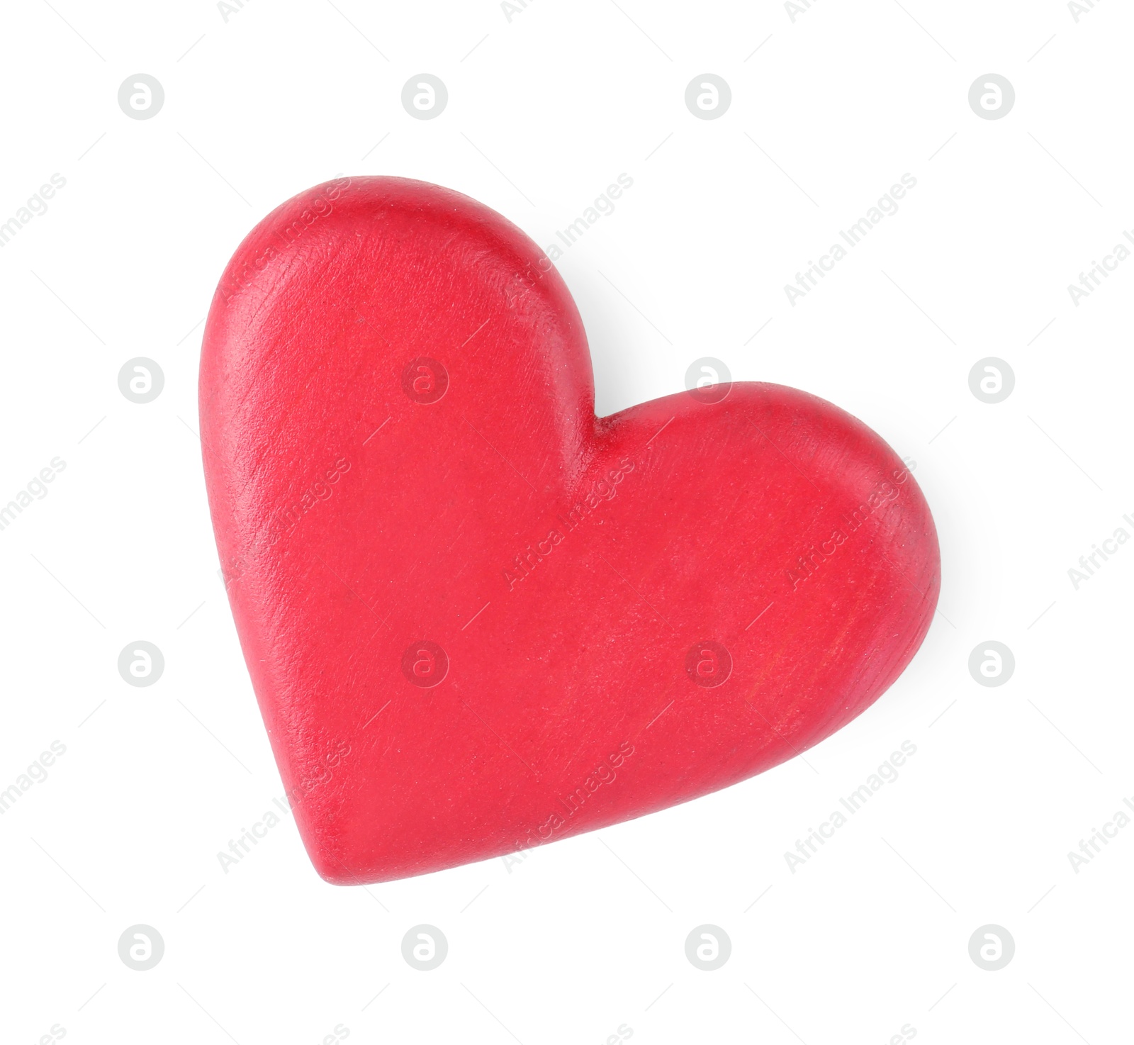 Photo of One red decorative heart isolated on white, top view