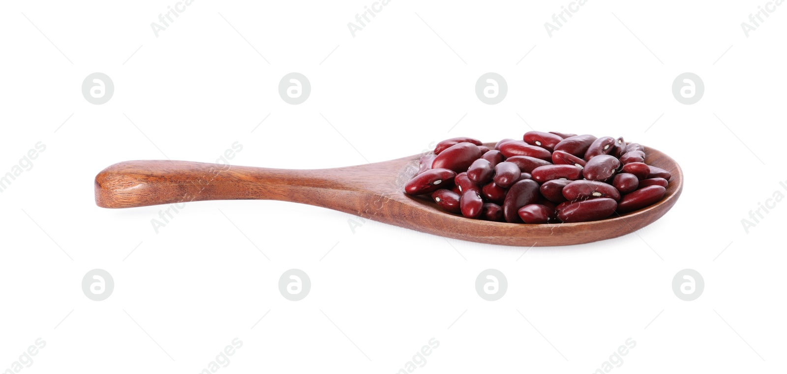 Photo of Dried red beans in spoon isolated on white