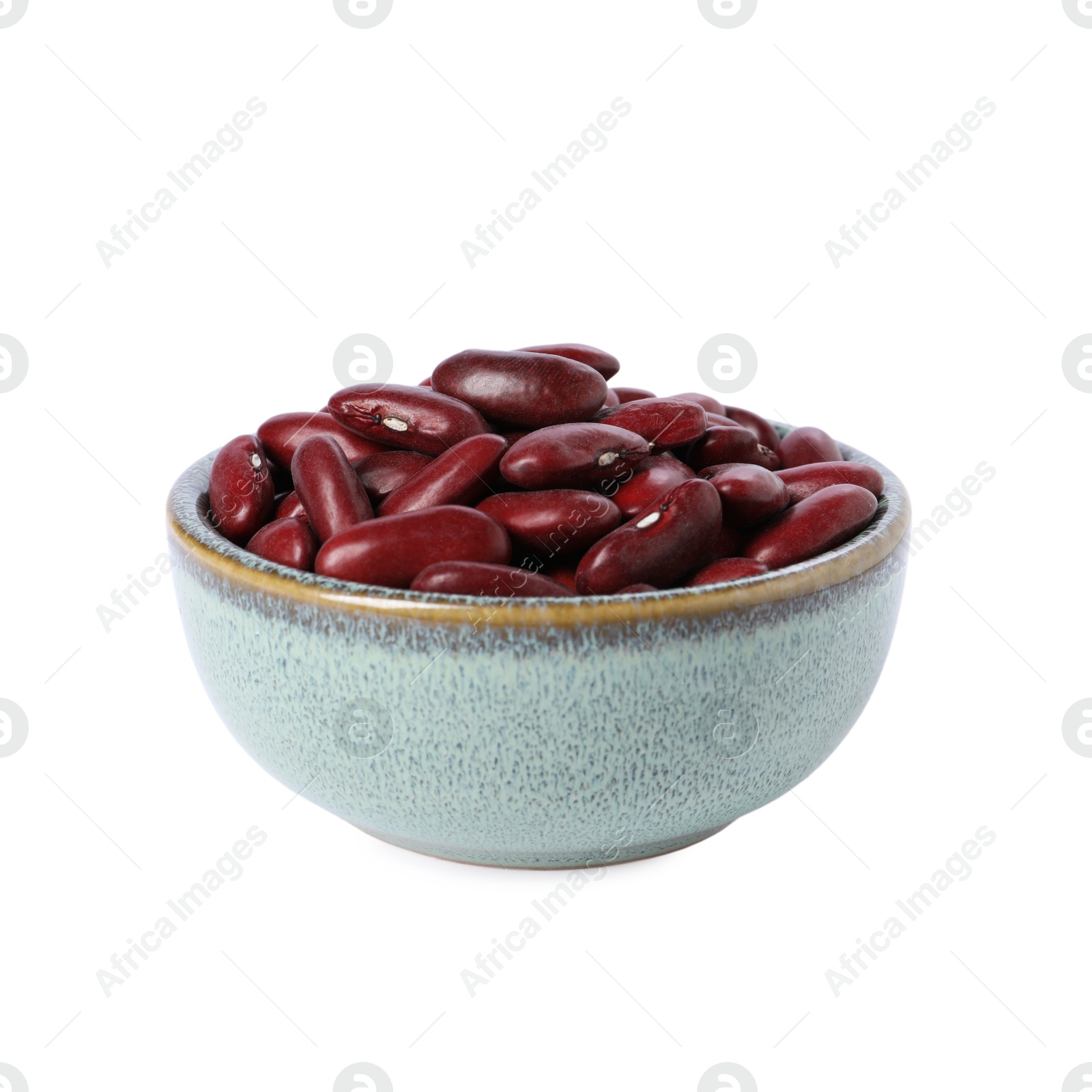 Photo of Dried red beans in bowl isolated on white