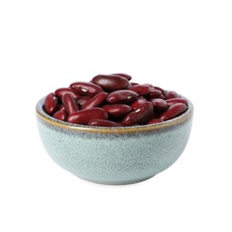 Photo of Dried red beans in bowl isolated on white