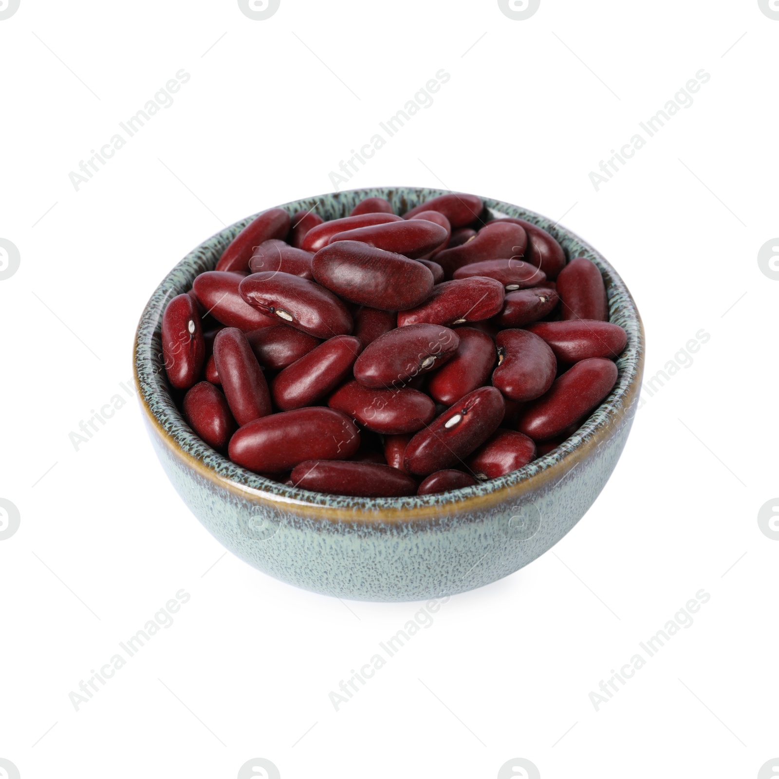 Photo of Dried red beans in bowl isolated on white