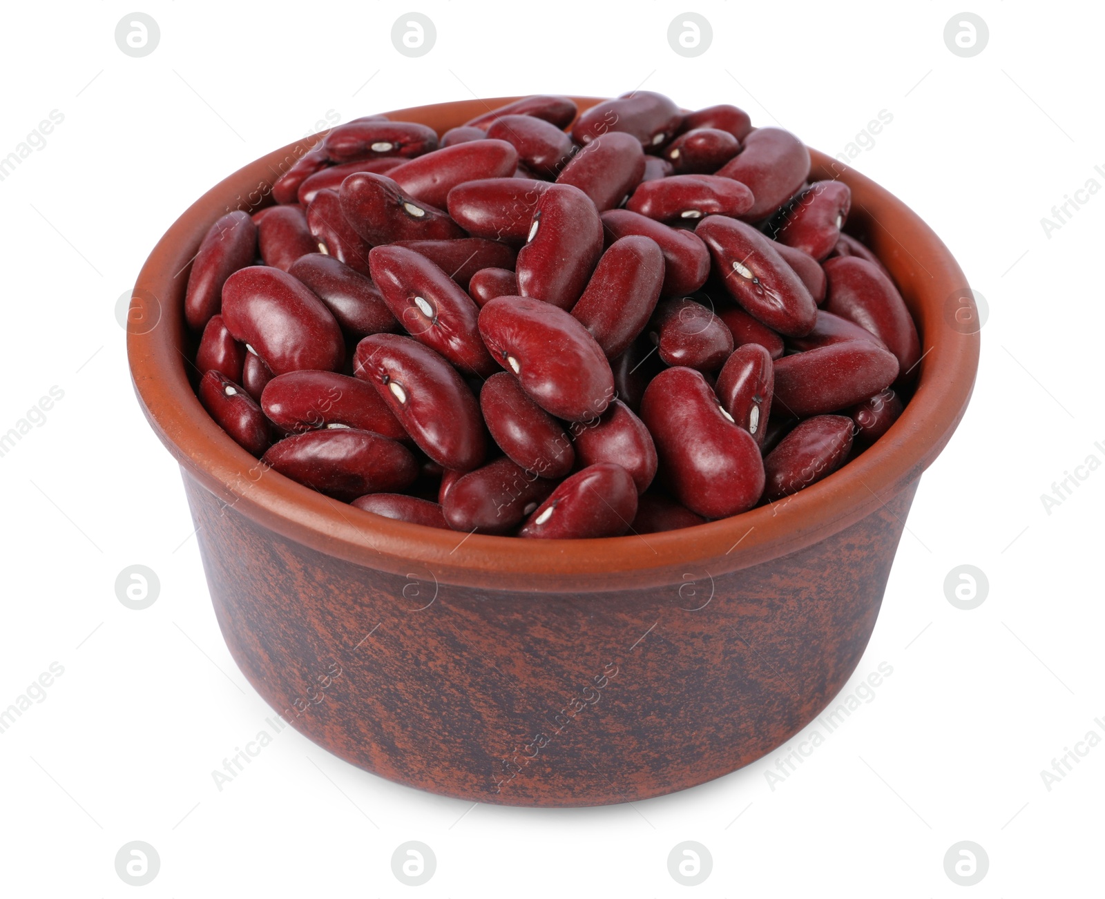 Photo of Dried red beans in bowl isolated on white