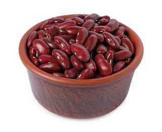 Photo of Dried red beans in bowl isolated on white