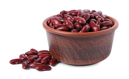 Dried red beans in bowl isolated on white