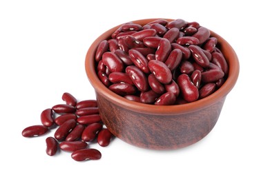 Dried red beans in bowl isolated on white