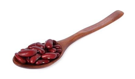 Photo of Dried red beans in spoon isolated on white