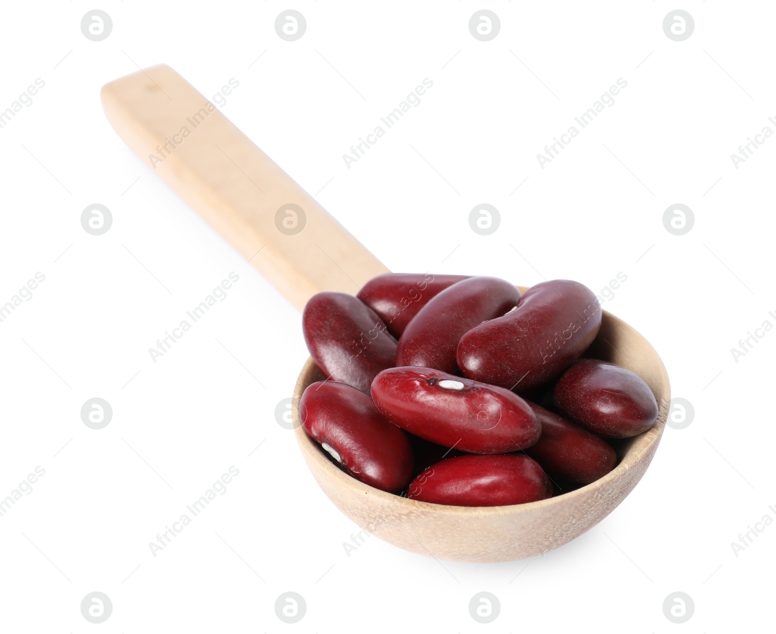 Photo of Dried red beans in spoon isolated on white