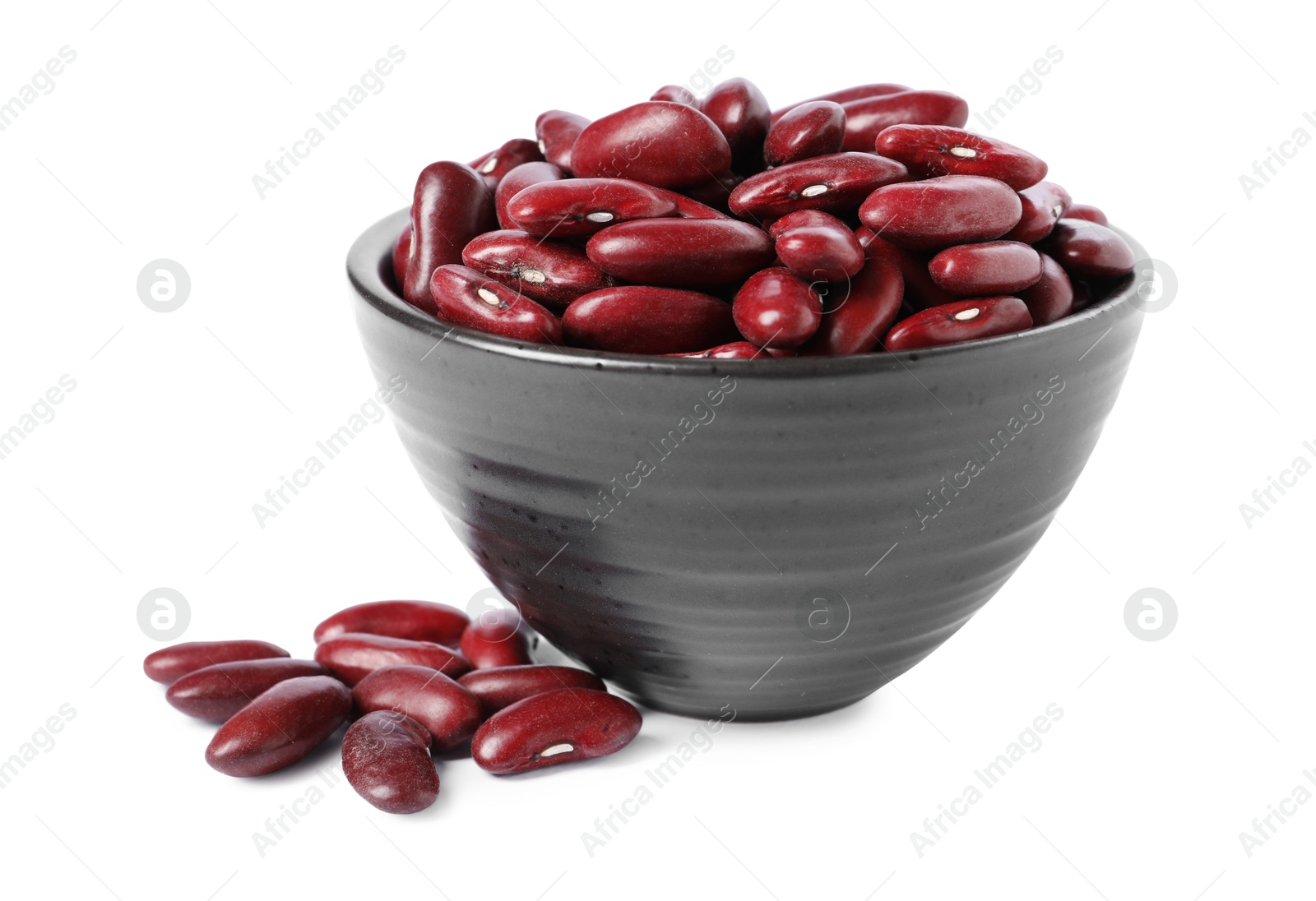 Photo of Dried red beans in bowl isolated on white