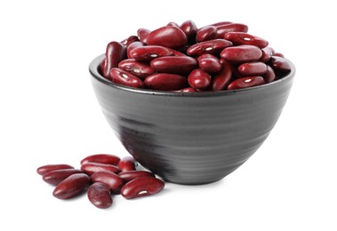 Photo of Dried red beans in bowl isolated on white