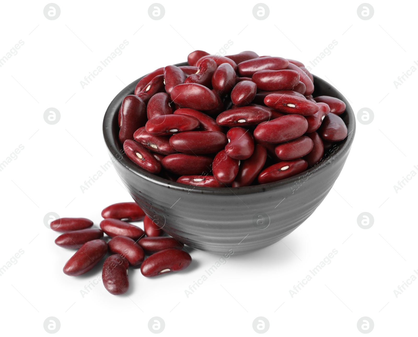 Photo of Dried red beans in bowl isolated on white