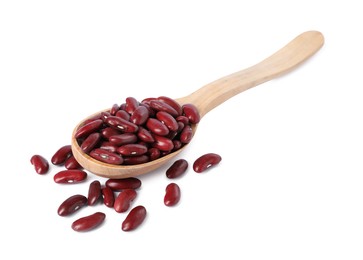 Photo of Dried red beans in spoon isolated on white