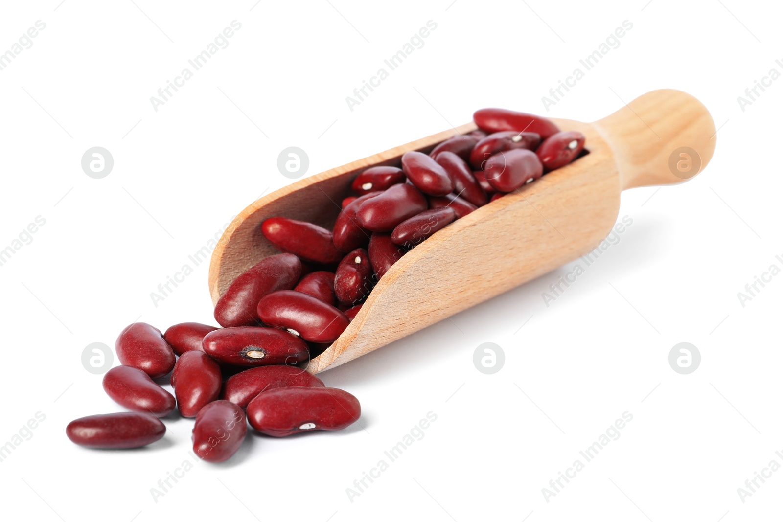 Photo of Dried red beans in scoop isolated on white