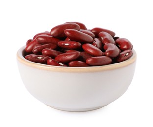 Photo of Dried red beans in bowl isolated on white