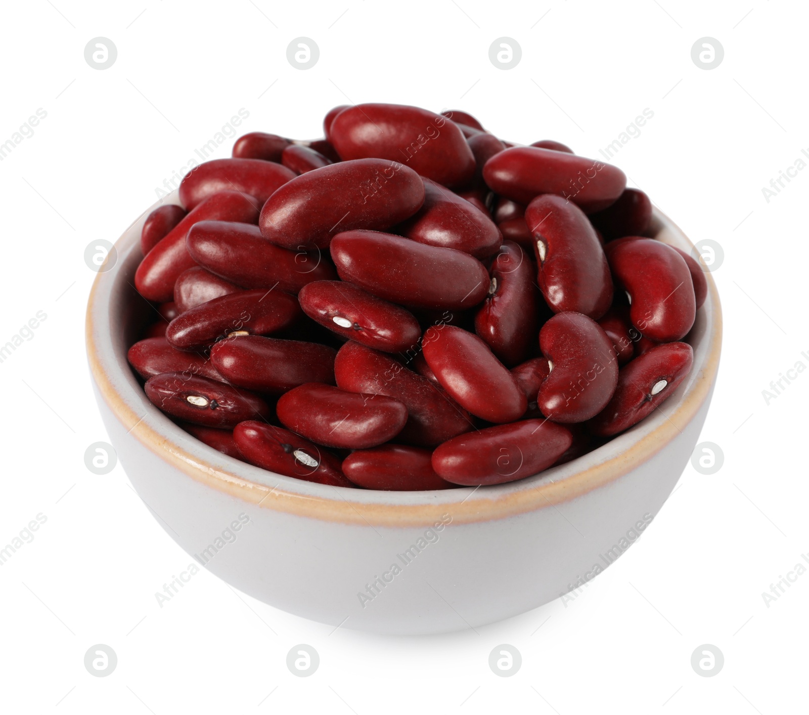 Photo of Dried red beans in bowl isolated on white