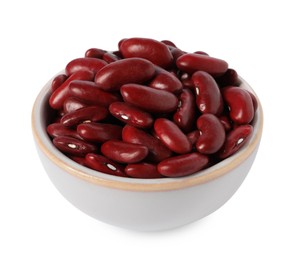 Photo of Dried red beans in bowl isolated on white