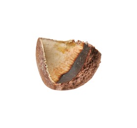 Photo of Piece of macadamia nut shell isolated on white